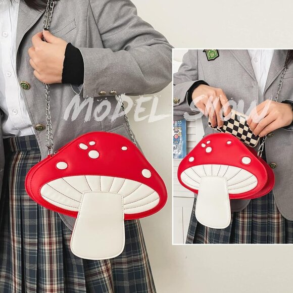 Cute Mushroom Shape PU Leather Shoulder Crossbody Bag for Women - Picture 6 of 7